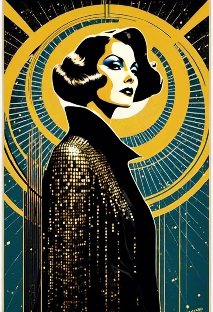 Art Deco Matrix in Black, White and Gold