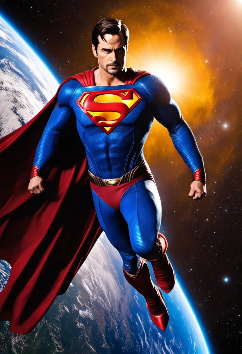 Hyperrealistic Superman Portrait in Space