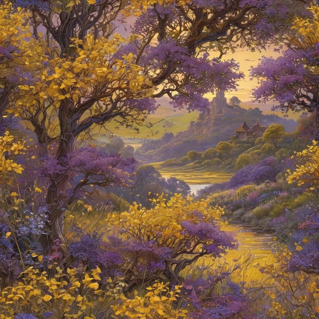 French Landscape in Yellow-Violet Light