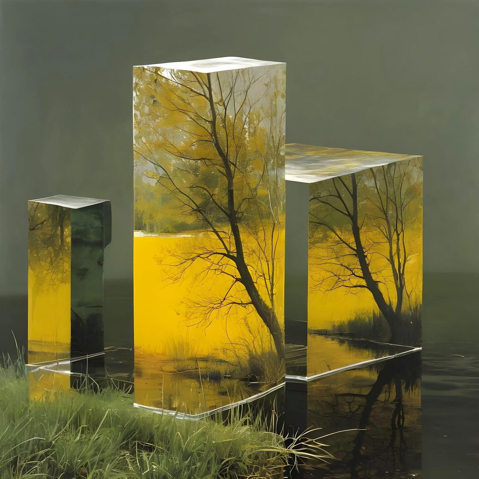 Abstract Water Landscape in Double Exposure