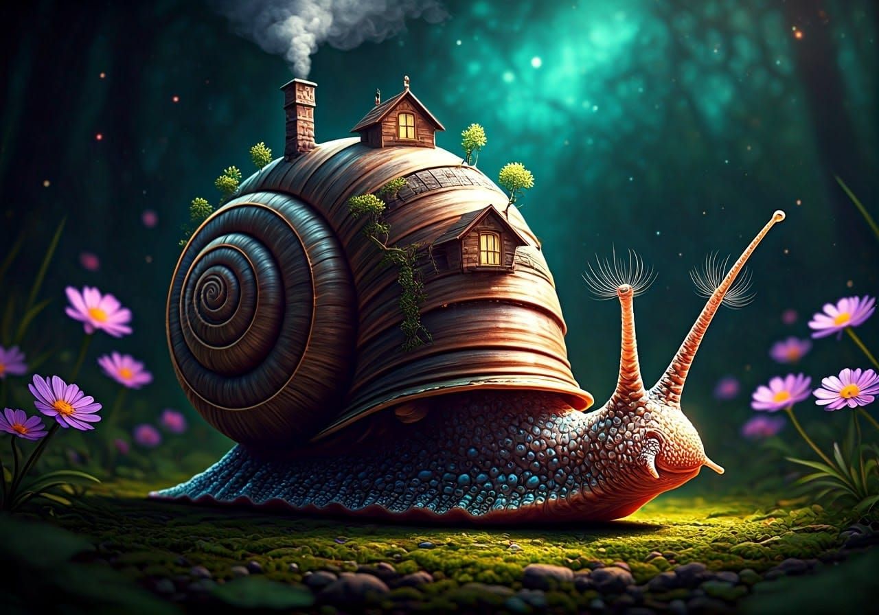 Enchanted Snail House in Fantasy Forest