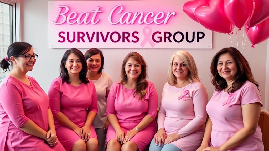 Breast Cancer Survivors Group in Pink