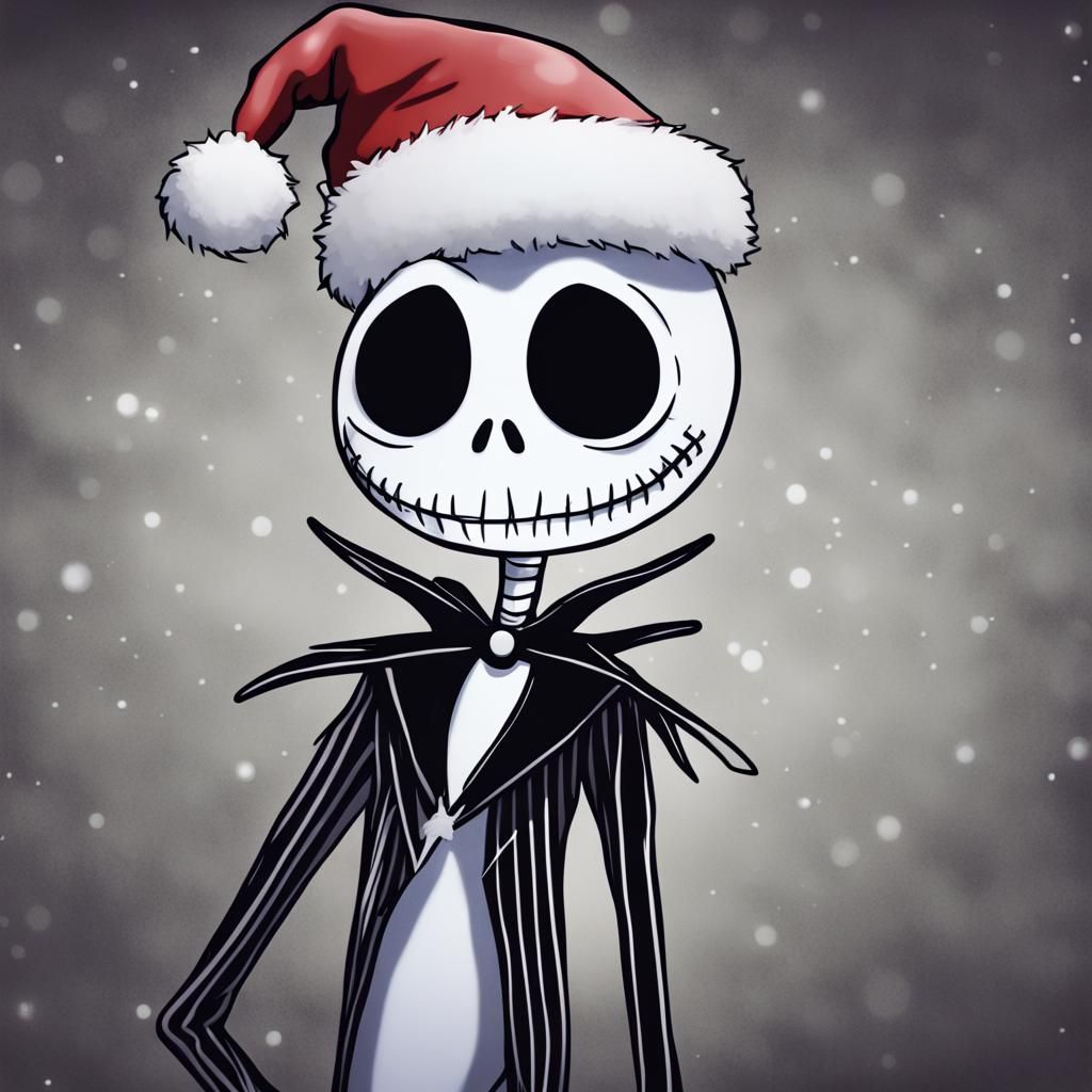 Jack Skellington with Santa Hat in Burton Style