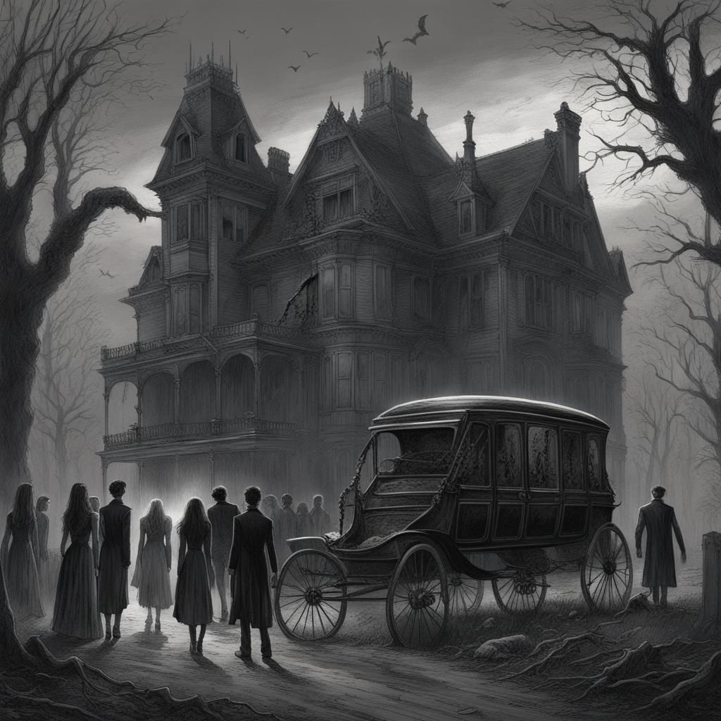 Haunted Mansion Encounter in Gothic Horror Style