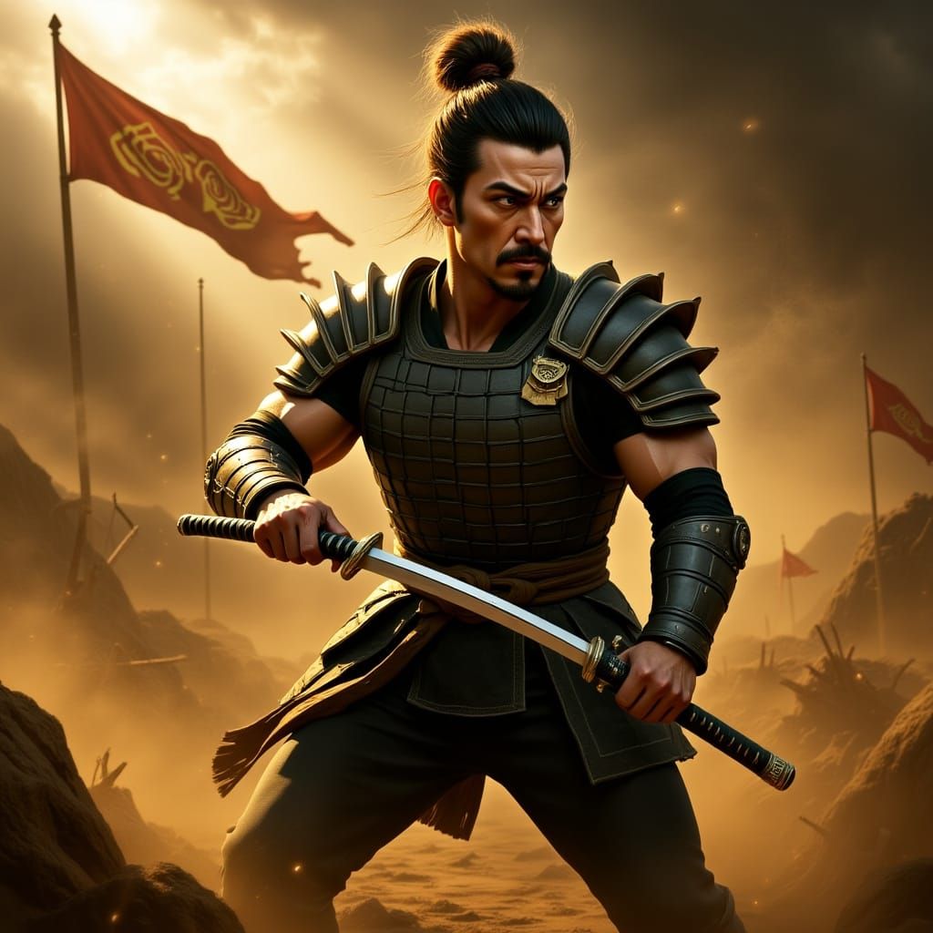 Qin Dynasty Warrior Inspired by Bruce Lee in Combat Stance