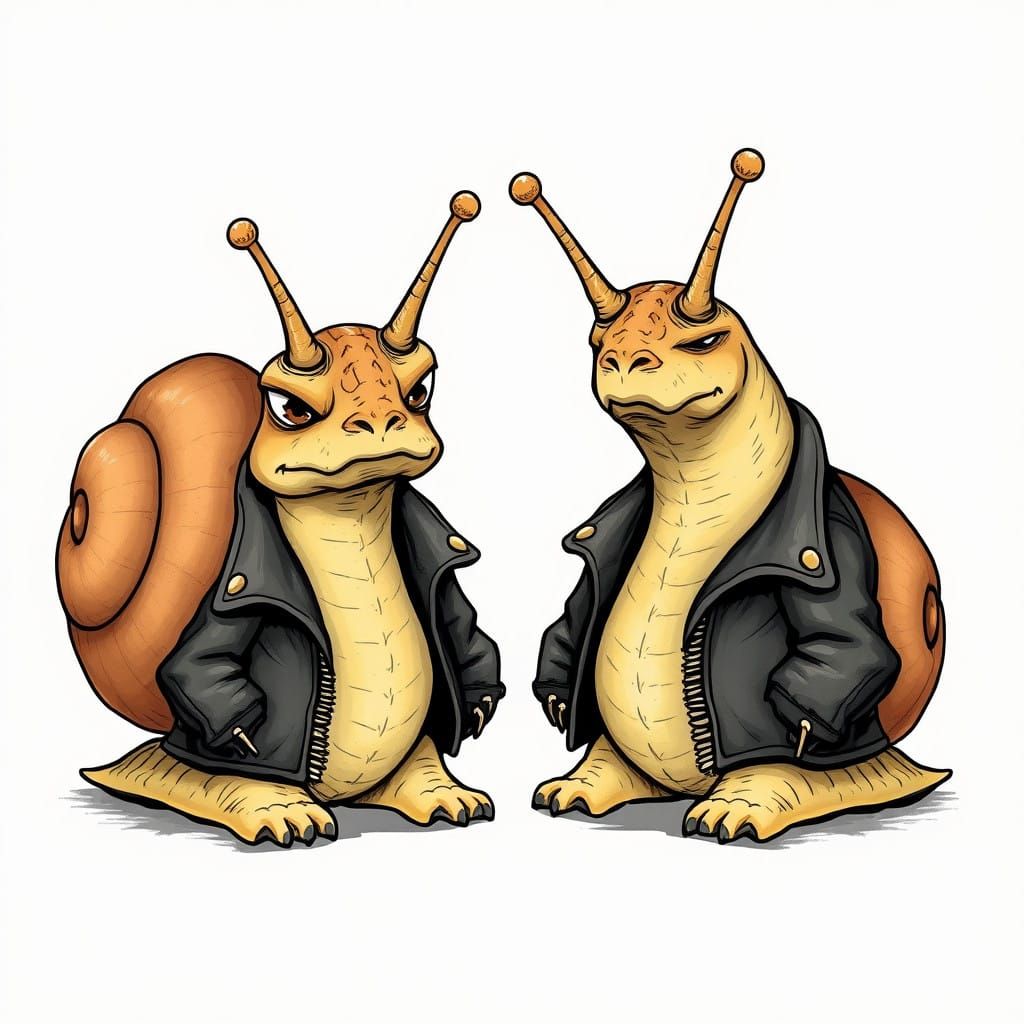 Snails in Tough Biker Jackets