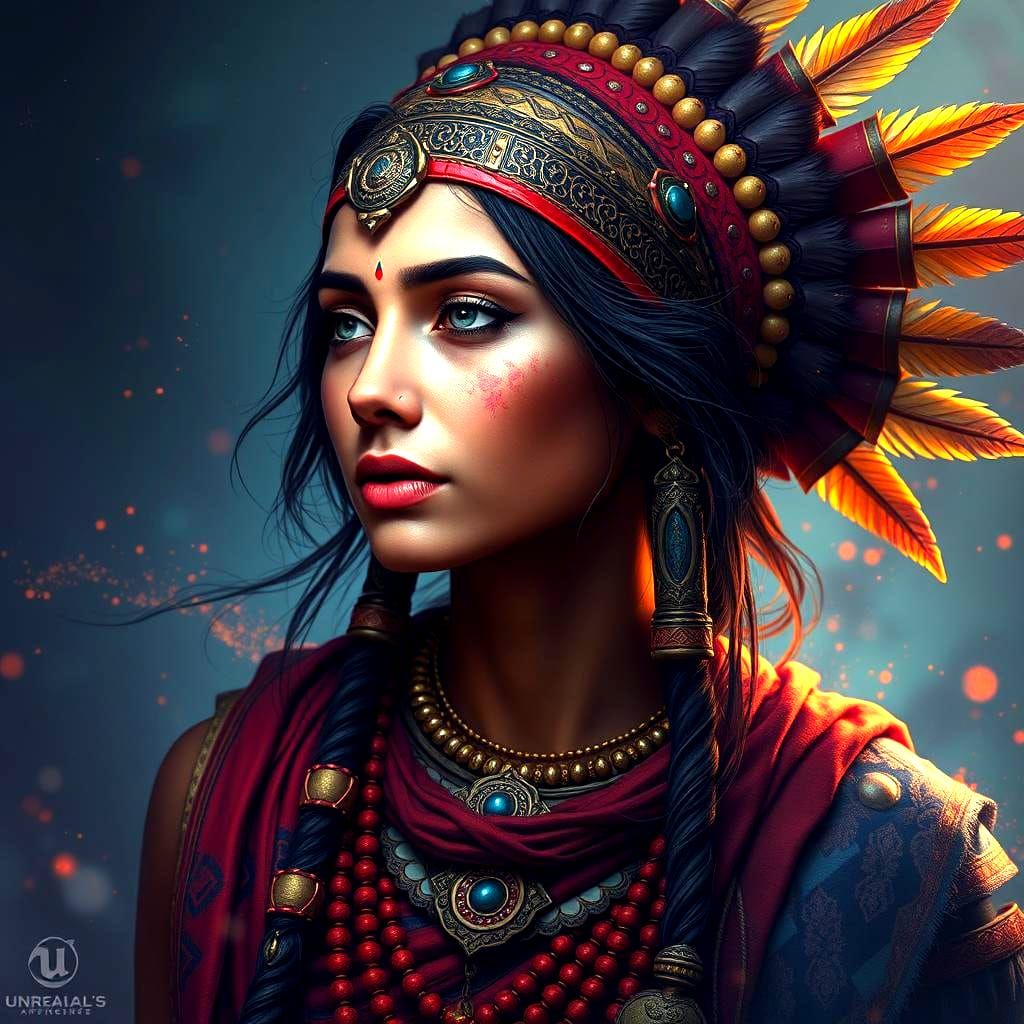 Indian Woman: Detailed Matte Painting in 8K