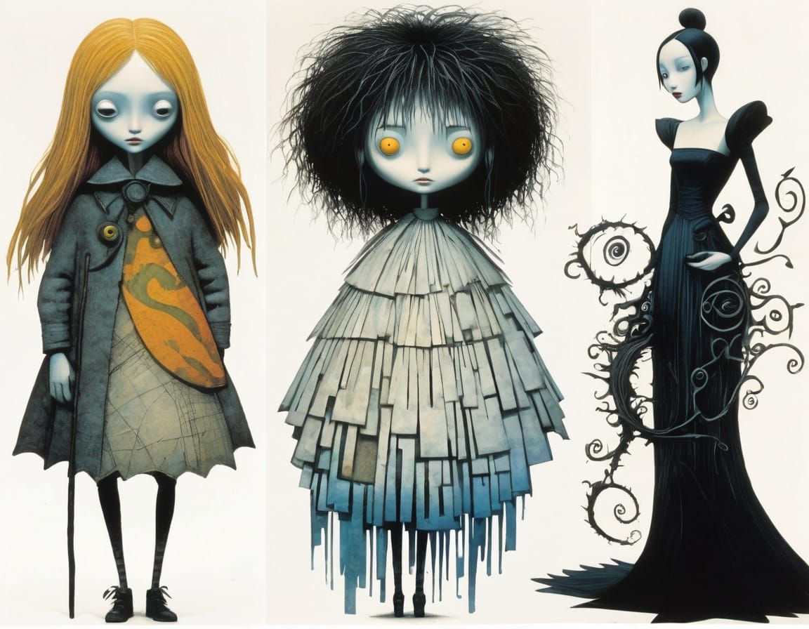 Macabre Storybook Illustration in Mixed Styles