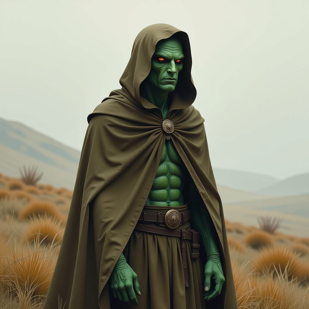 Mottled Skin Man in Earth Cloak as Digital Art