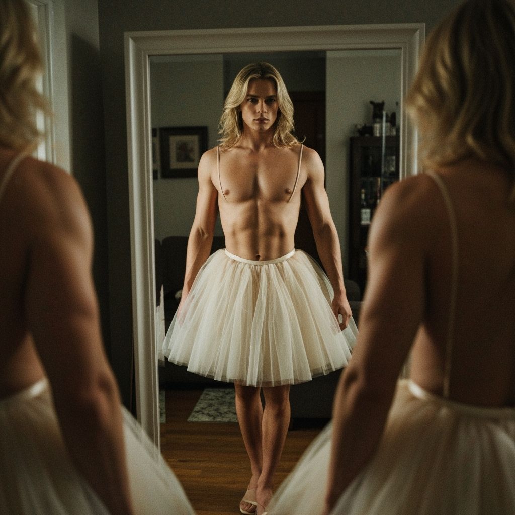 Crossdressing Young Man in Vintage Prom Dress