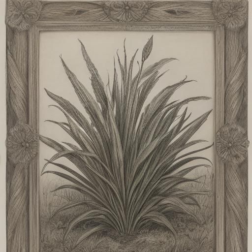 Plantain Grass Botanical Ink Drawing