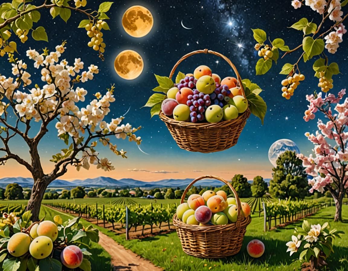 Golden Pears in Orchard on Moon Base