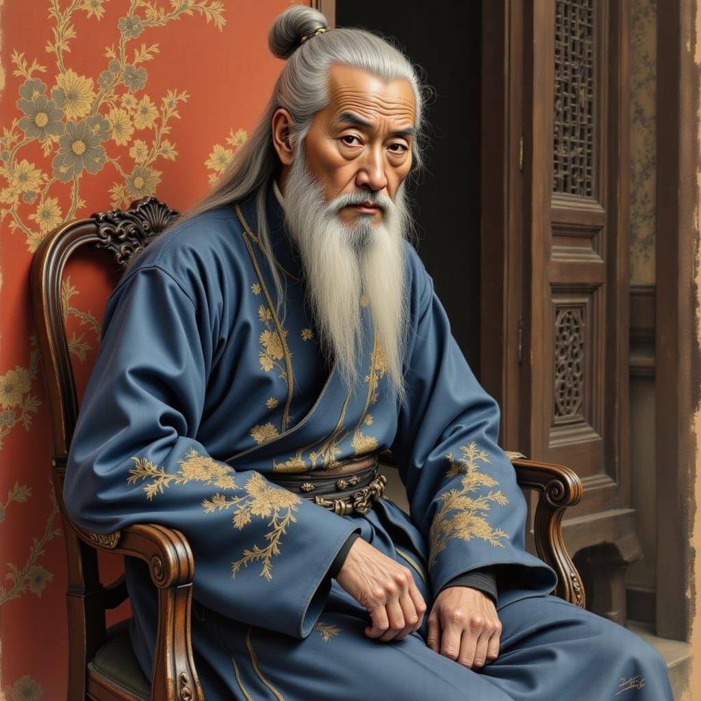 Elderly Chinese Gentleman in Traditional Attire