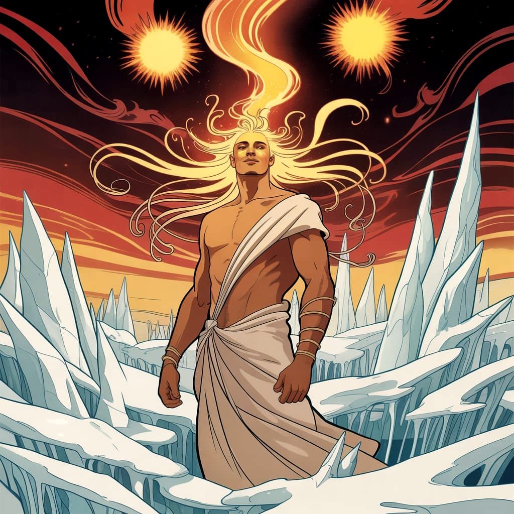 Solar Flare Spirit in Art Nouveau Style