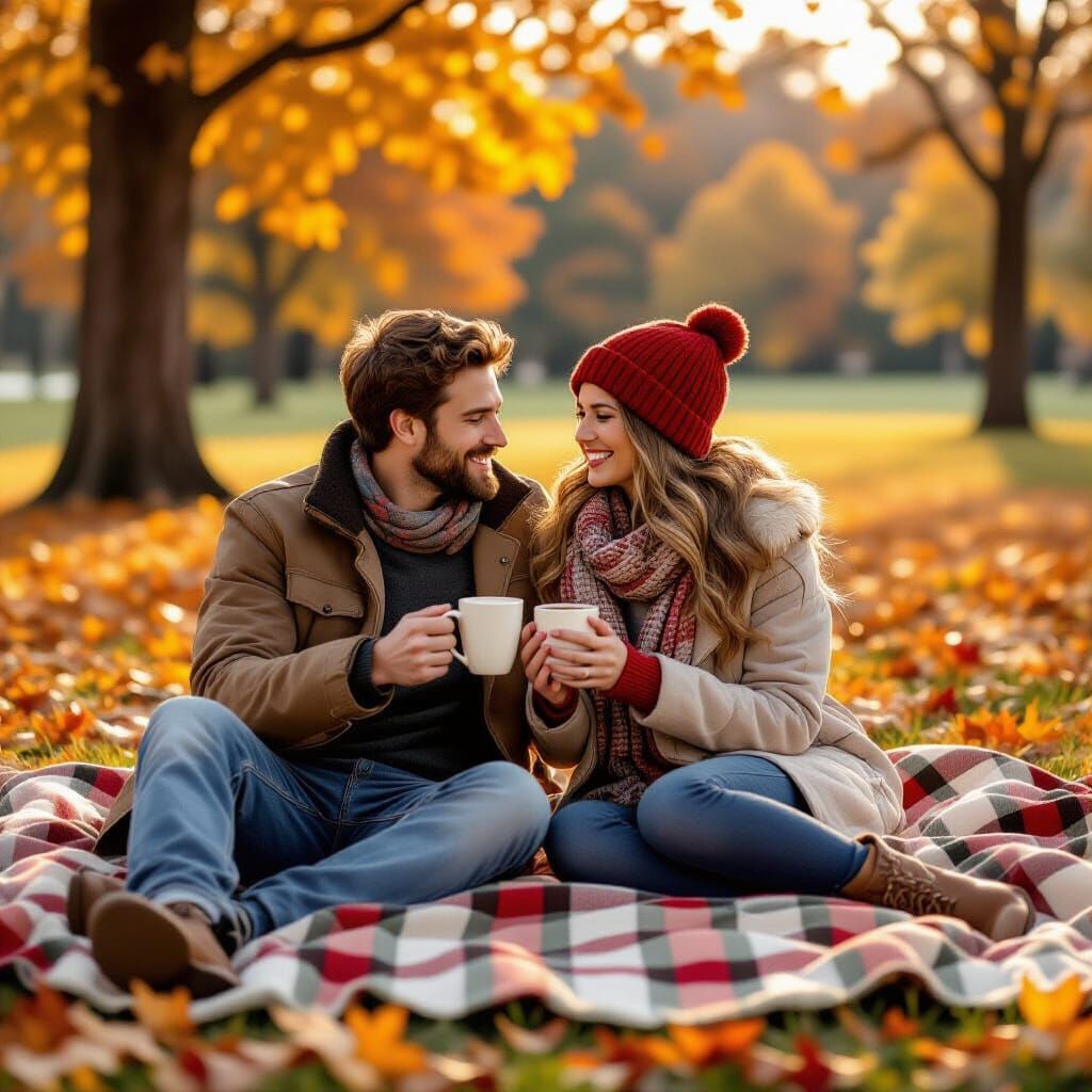 Autumn Picnic: Cozy Landscape Painting