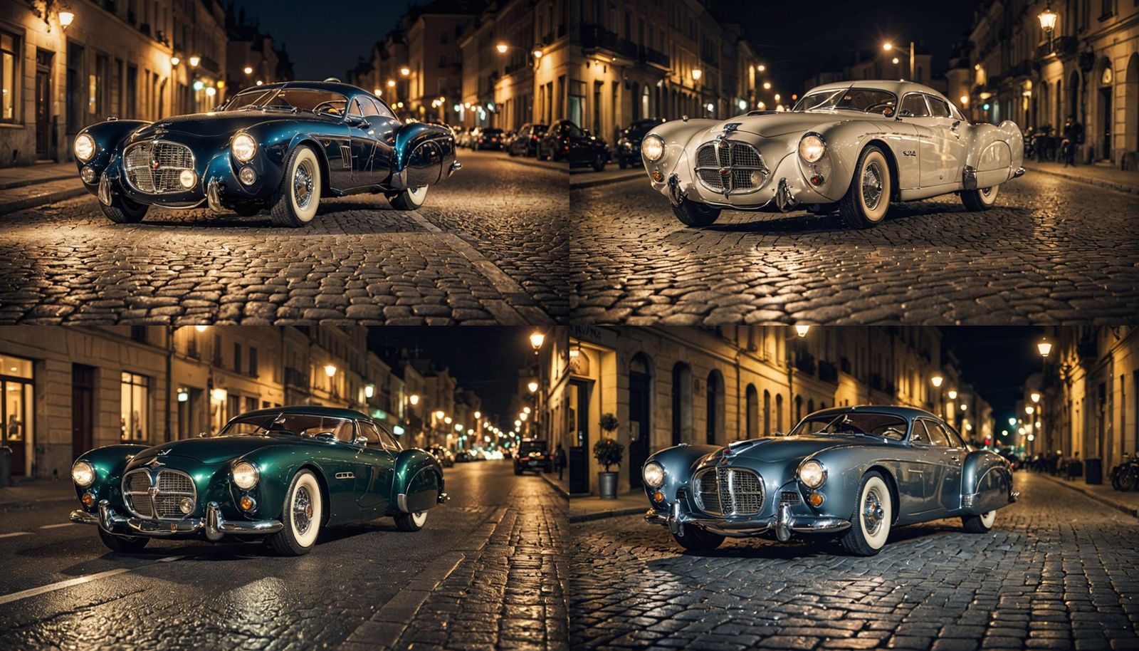 Classic 1950s Coupe Car at Night