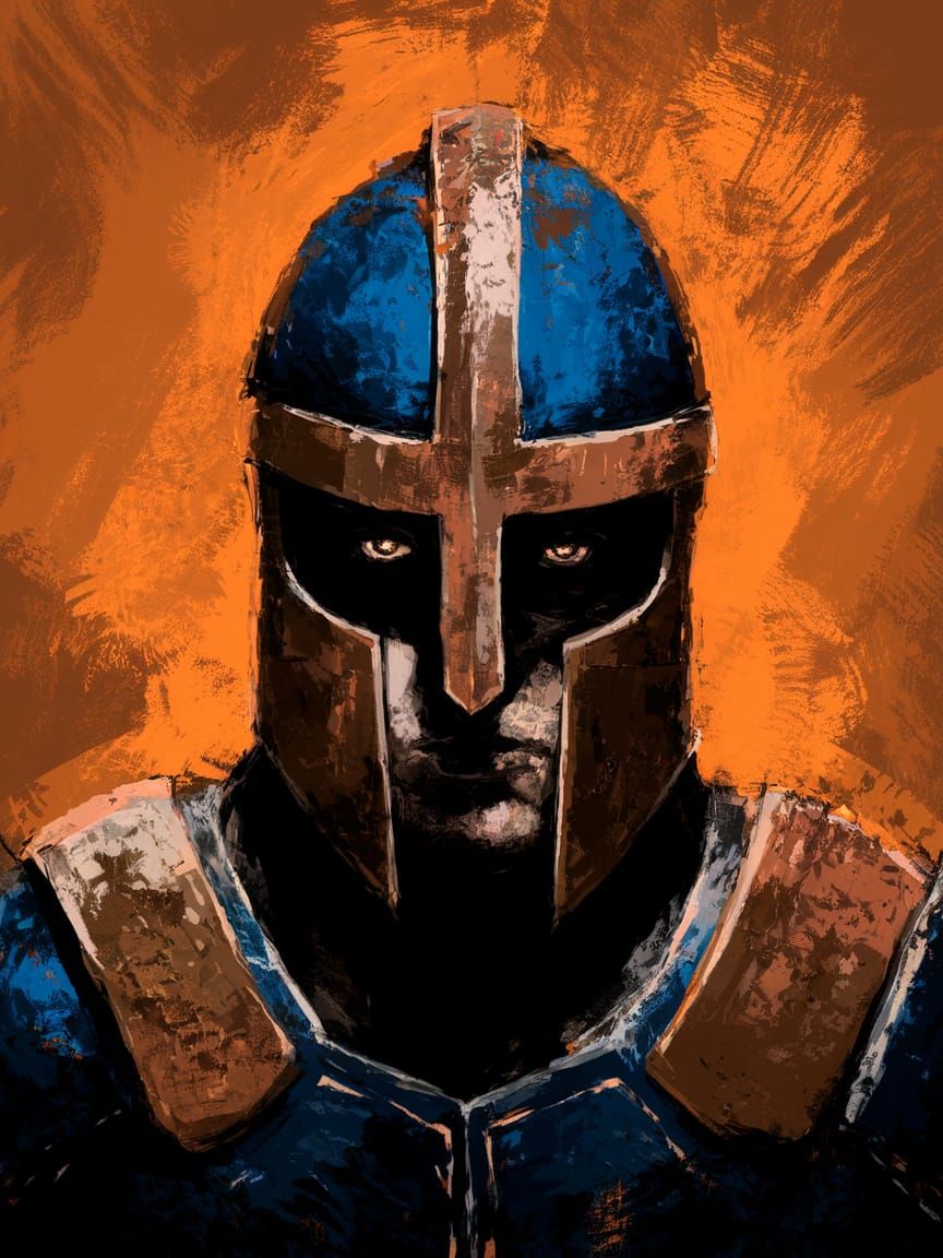 Warrior in Dramatic, Textured Landscape