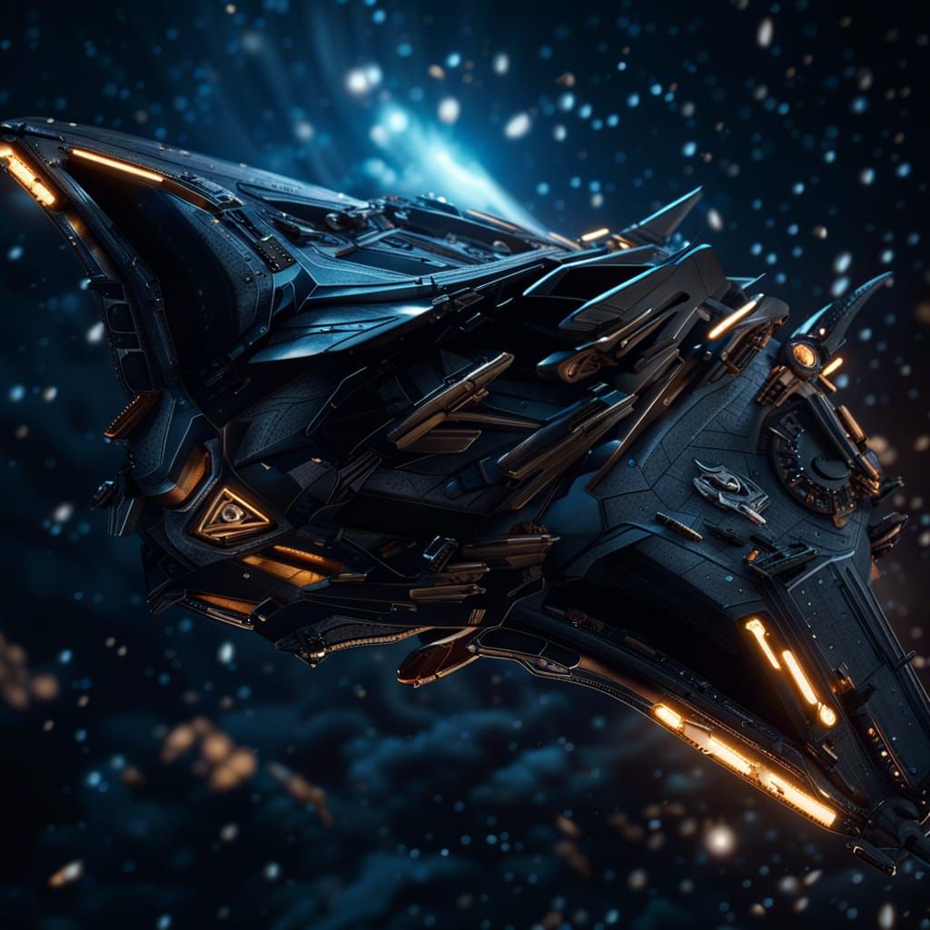 Modern Batwing Soars in Hyperrealistic Night Sky