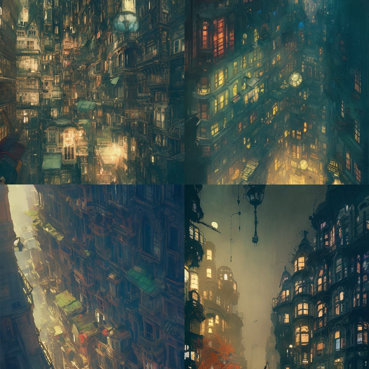 Victorian Cityscape Painting in Vibrant Colors