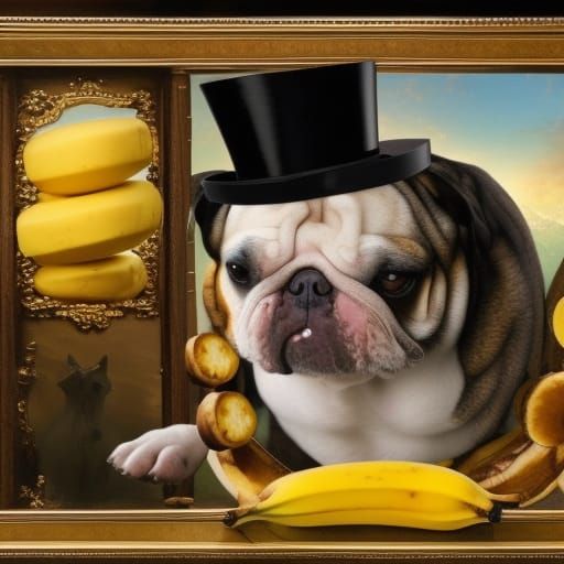 Pug in Banana Suit with Top Hat