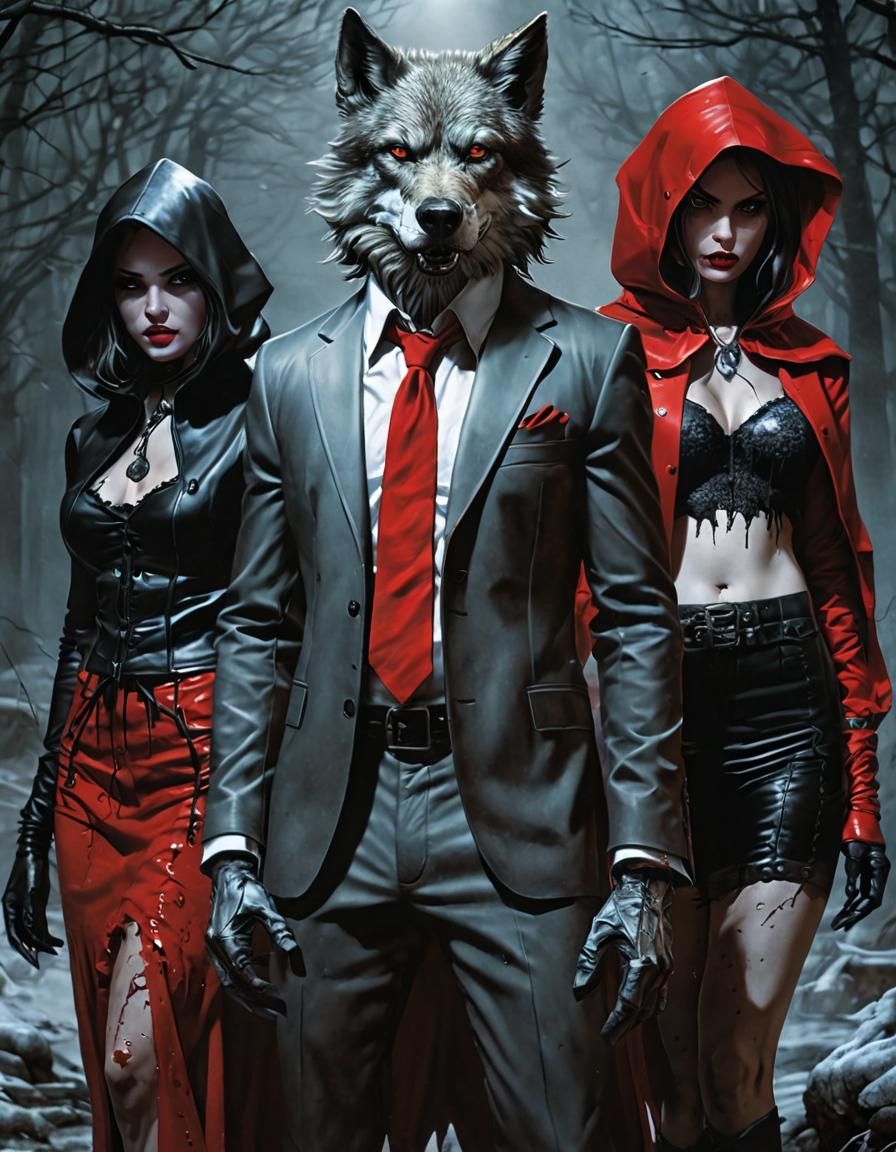 Art style by Jim Lee/Mike Ploog/Dan Witz; gothic art,underground comix."
 Three piece hounds tooth frost toned suit-(Big...