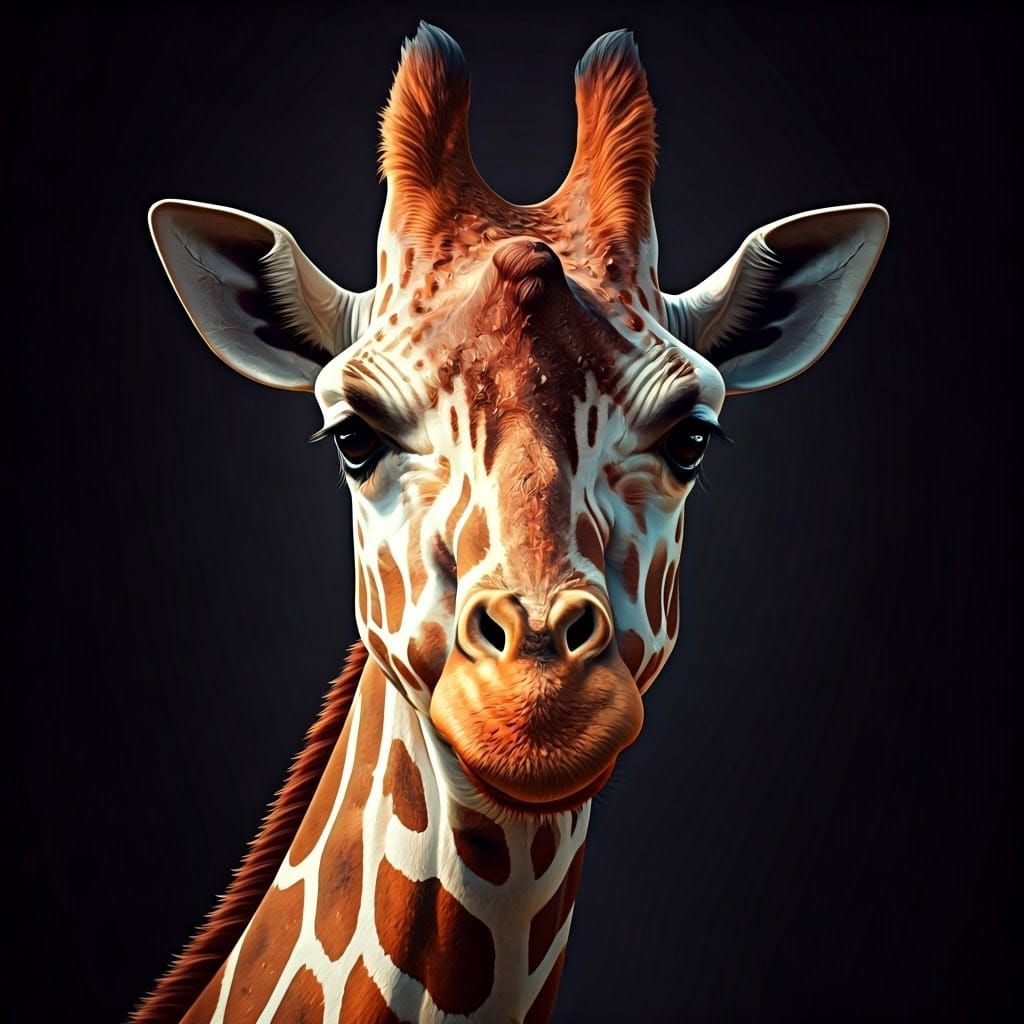 Giraffe Portrait in Art Nouveau Style, 8K Resolution