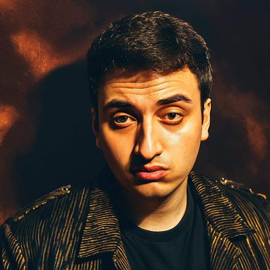 Boy in Mafia Attire: Renaissance-Inspired Oil Painting