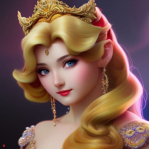 Princess Peach Portrait in Artgerm Style