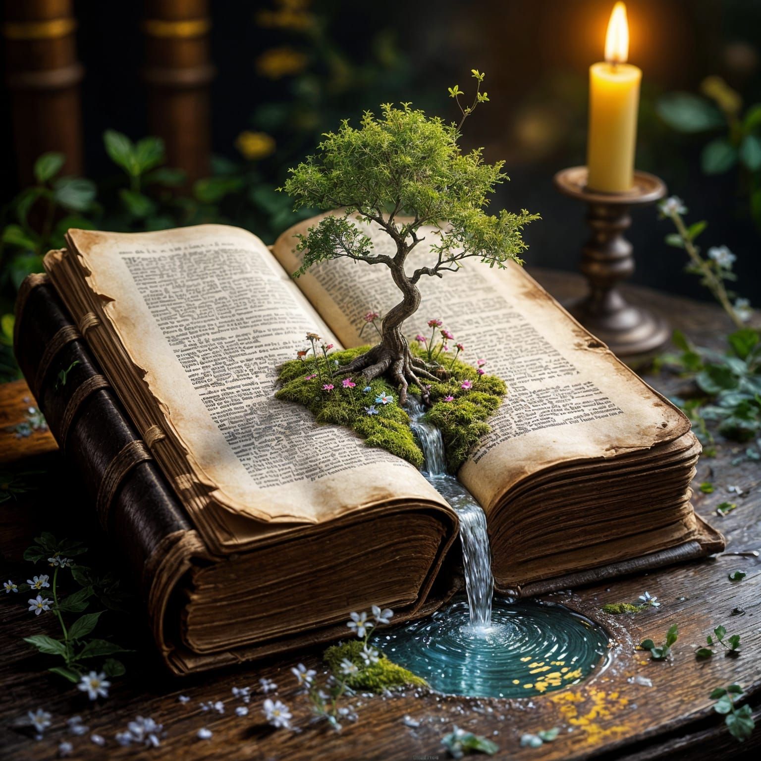 Miniature Landscape in an Antique Book