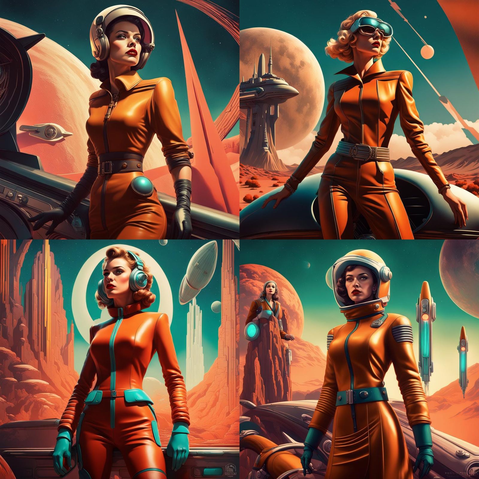 Interstellar Traveler Girl in Pop Art Deco Style