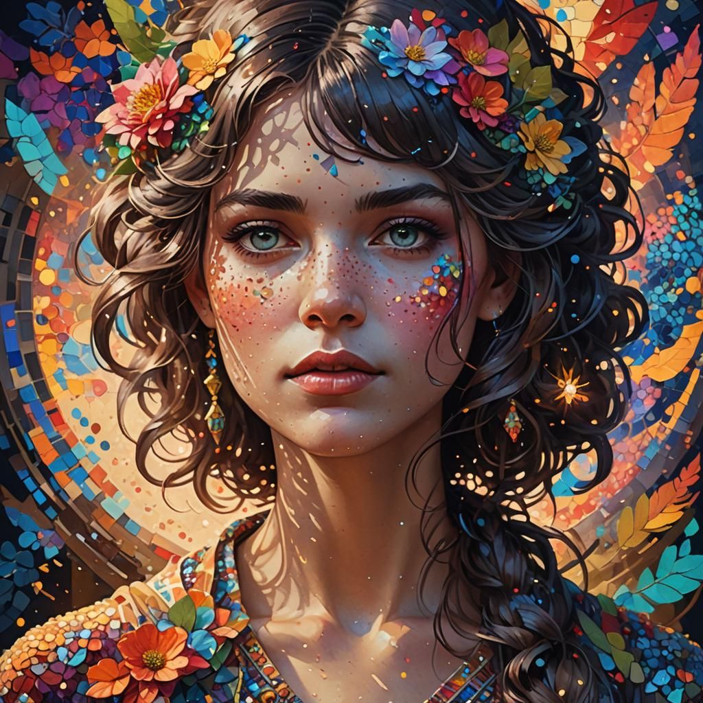 Pointillist Portrait in Triadic Colors