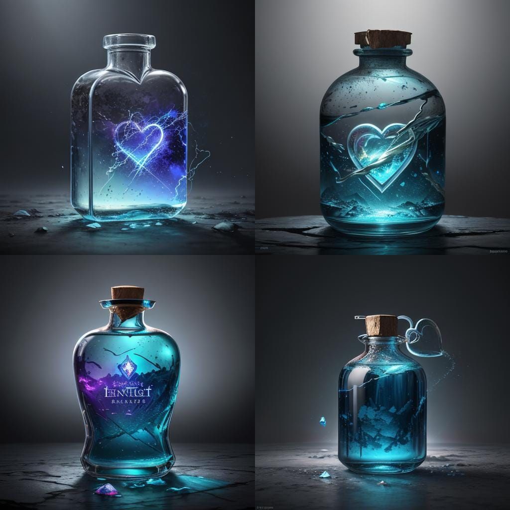 Lightning Captured Inside a Heart-Shaped Bottle