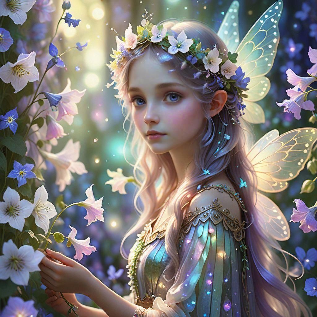 Bellflowers Fairy in Whimsical Style