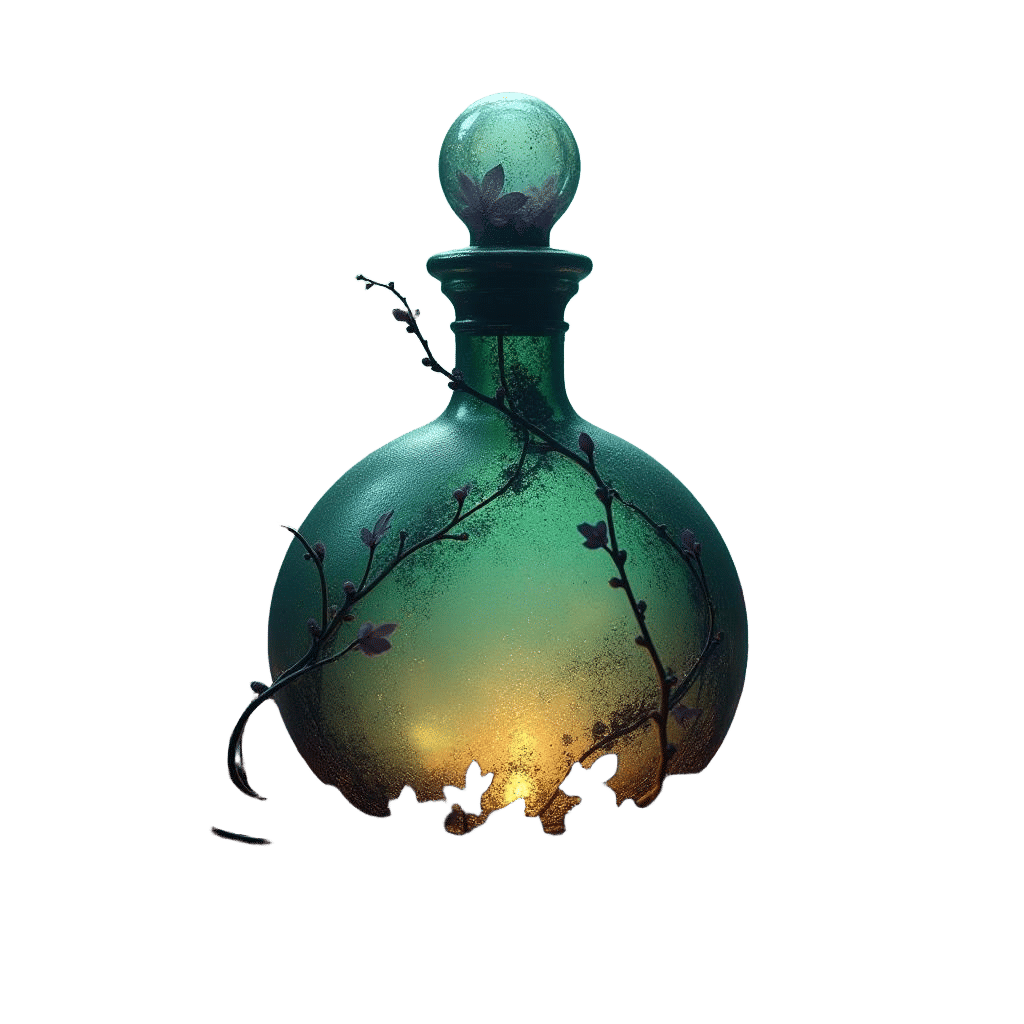Elegant Potion Bottle Logo in Green and Purple