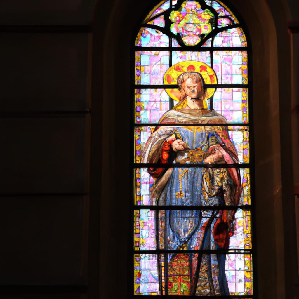 Stained Glass Saint in Cathedral Altar