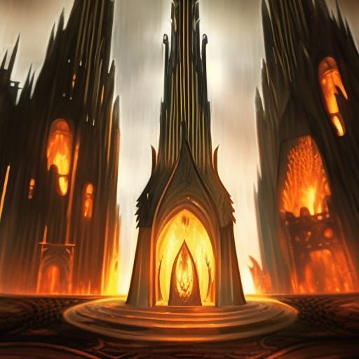 Fiery Sauron Architecture: Epic Digital Matte Painting