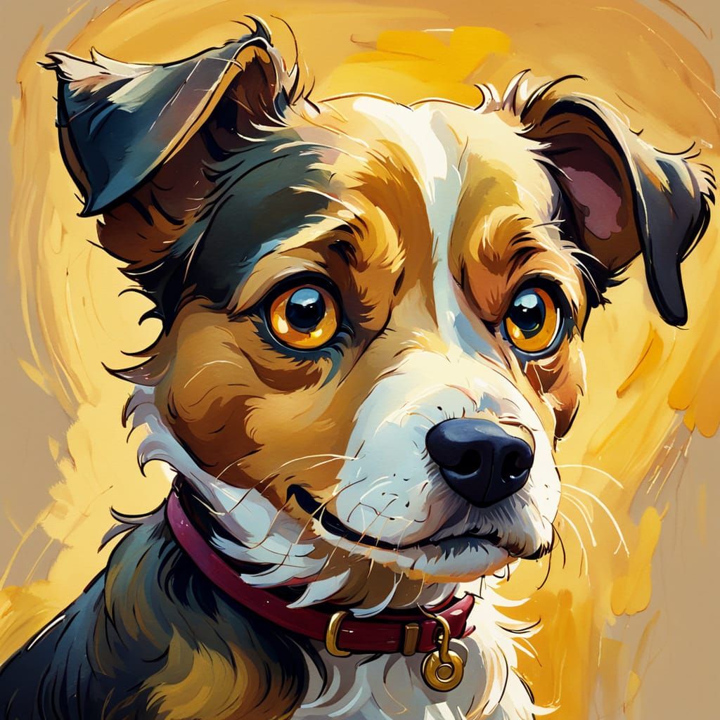 Scamp the Dog in Oil and Ink, Classic Cartoon