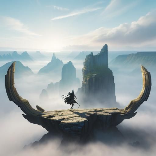 Walkiria on Nordic Cliff in Comic Book Art