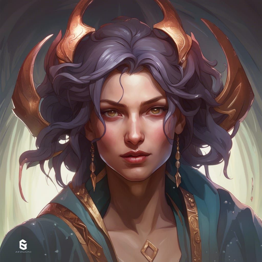 Detailed Portrait of Scorpio in Art Nouveau Style