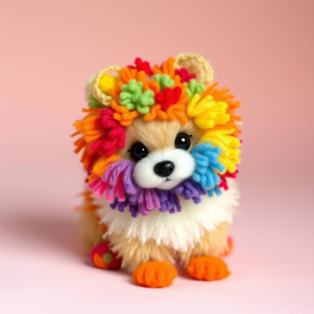 Whimsical Pom-Pom Pomeranian Puppy Art