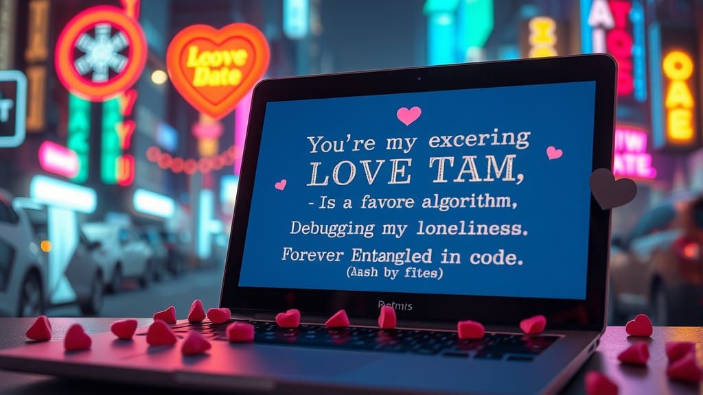 Cyberpunk Love Letter in Neon Cityscape