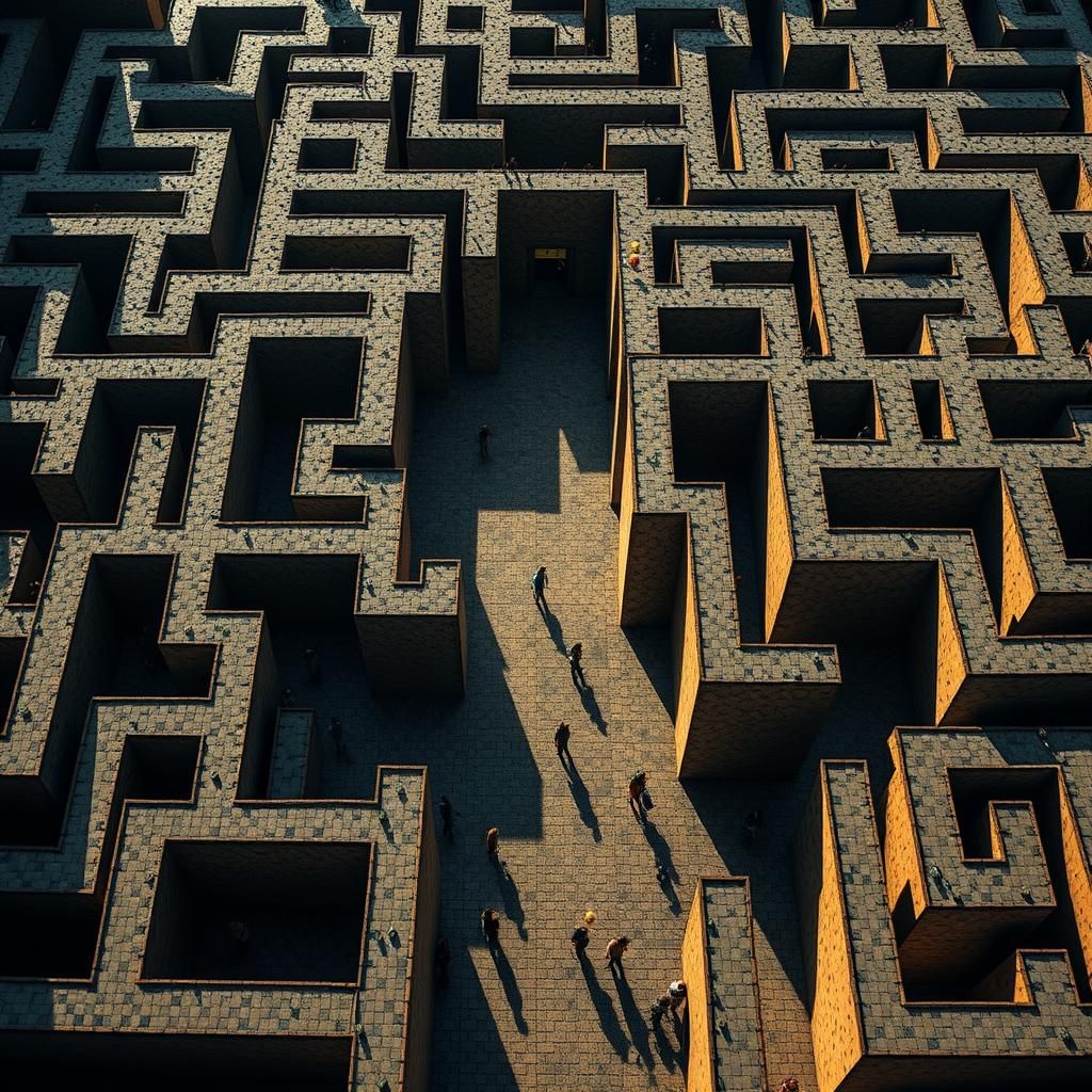 Gigantic Maze Navigation in 8-bit Surrealism
