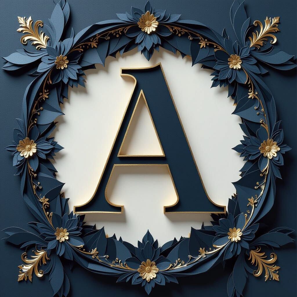 Masculine Monogram A in Layered Paper Art Style