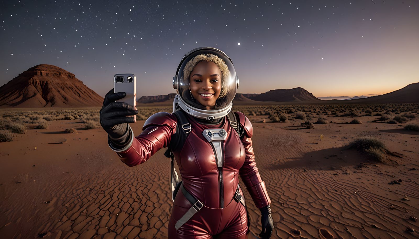 Astronaut Selfie on Alien Desert World