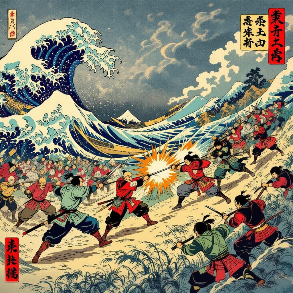 Ukiyo-e style The Lord of the Rings: The War of the Rohirrim...