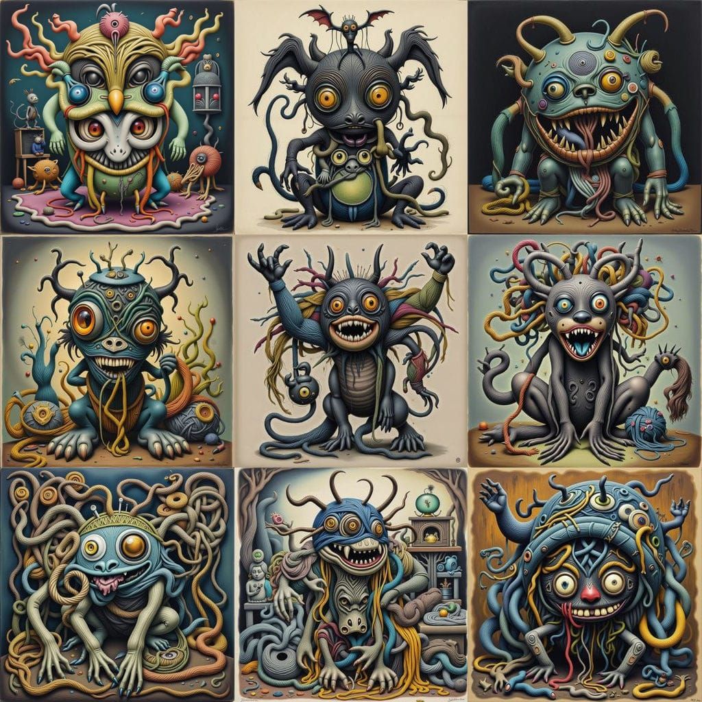 Surreal Yarn Monsters in Dreamlike Miasma