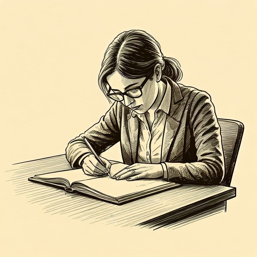 Teacher Sleeping: Cross-Hatched Ink Sketch on Canson Paper