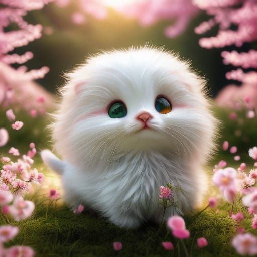 Ethereal Cherry Blossom Cat Sanctuary