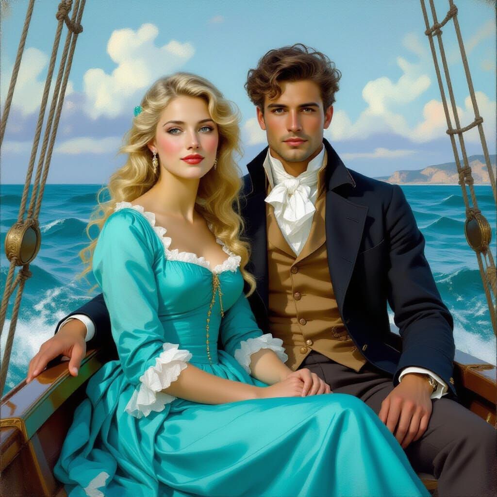 Elegant Couple Boating on the California Coast