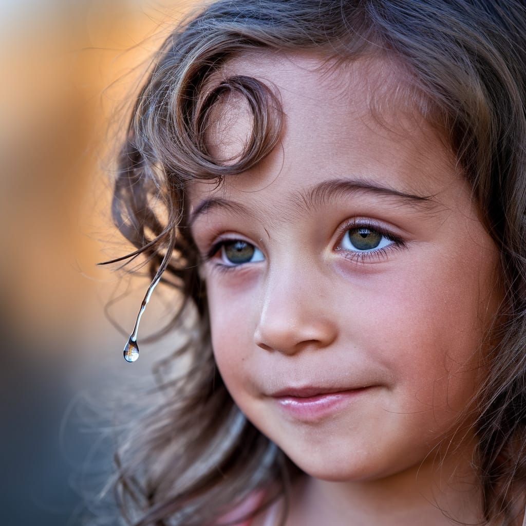 Vibrant Portrait of a Girl with Water Droplet